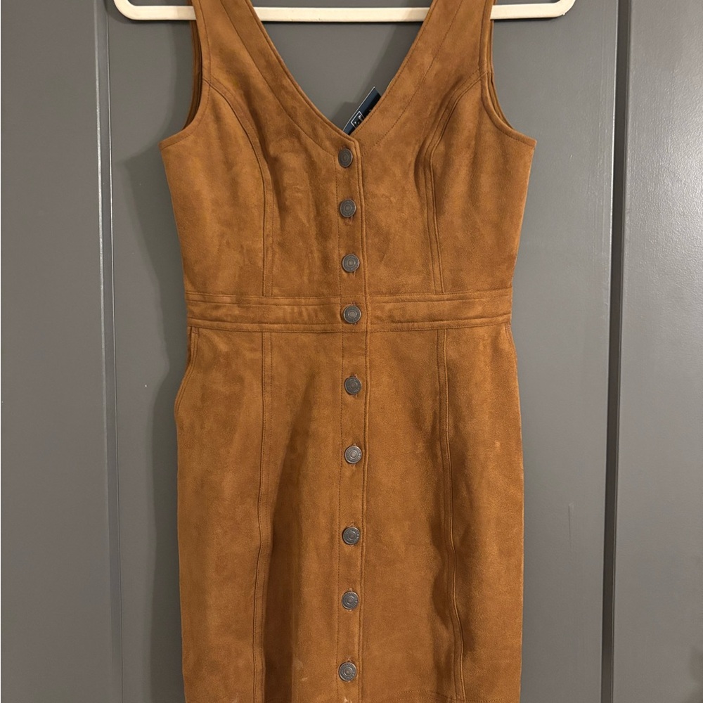 Abercrombie & Fitch Tan Mini Dress with Button Detail